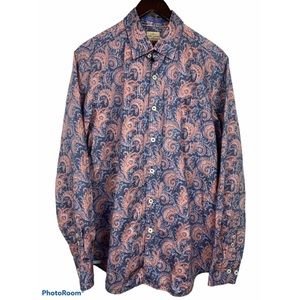 Tommy Bahama Shirt Medium Ash Blue Orange Paisley